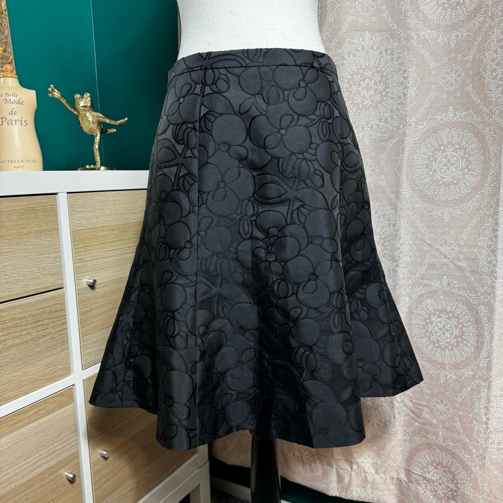 J. Crew Collection Black Floral Textured A-Line Party Cocktail Skirt Size 4